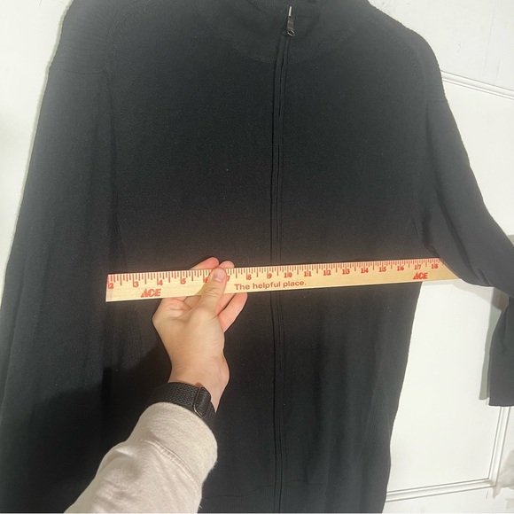 Banana Republic Full Zip Sweater EXTRA FINE MERINO WOOL Black Size Medium - Picture 7 of 11